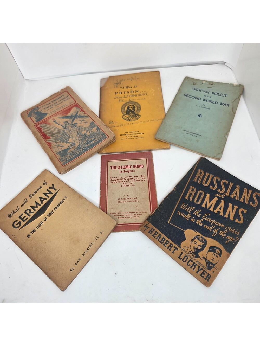 Vintage 6pc. WWII Era Religious Prophecy Booklet Germany Atomic Bomb Pamphlets